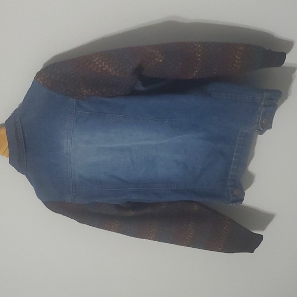 Taxi Jacket Denim Fabric Sleeves Womens Size XL ? X-large ? No Size Tag 20" Ptp - Picture 9 of 16